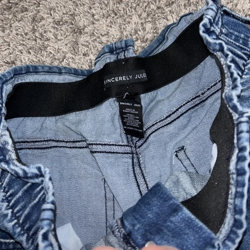 Sincerely Jules Denim‎ Paperbag Waist Shorts Blue Size 7 28 Cuffed
